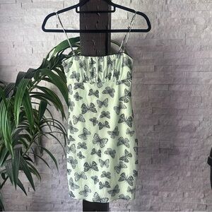 PRINCESS POLLY Green Butterfly Print Slip Mini Dress Size 4
